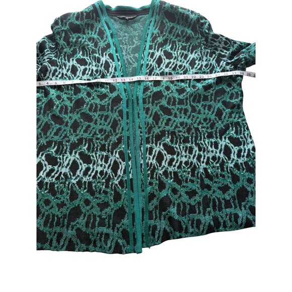 Ming Wang Womens 2X Open-Front Knit Cardigan Jacket Kelly Green Abstract Print - Picture 6 of 9